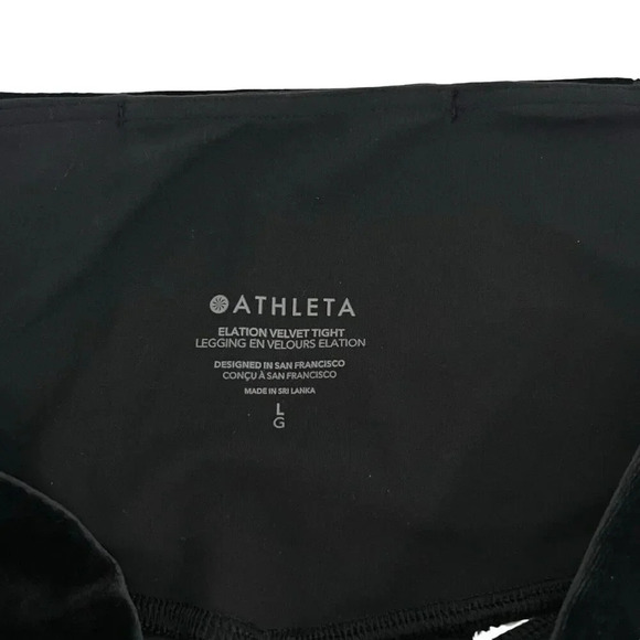 Athleta Elation Ultra High-Rise Velvet Tight/Legging Black Velour Casual Size L - Picture 7 of 13